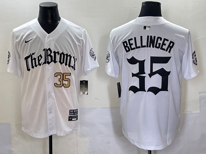 Men 2025 New York Yankees #35 Bellinger White Five generations Joint Name Nike MLB Jersey style 2